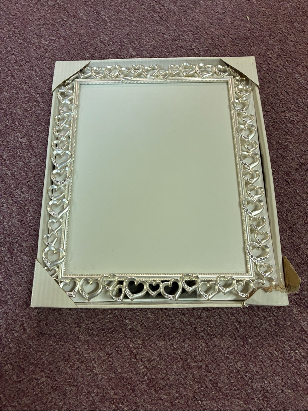 Decorative Silver Heart Border Wall Mirror by